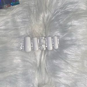 10pcs Medium Square Wedding Gown Accent Press On Nails